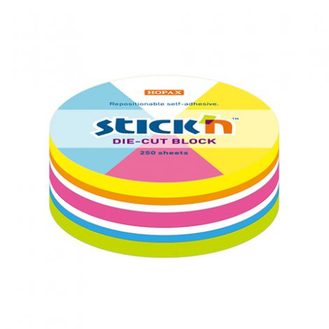 Karteczki samoprzylepne Stick'n 67x67mm, 250szt Koło neonowe